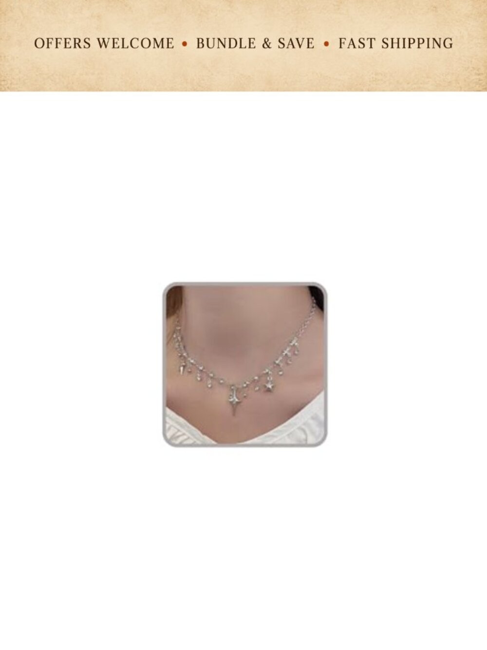 Star Choker Necklace Alloy Cubic Zirconia Lobster Clasp Y2k Style
